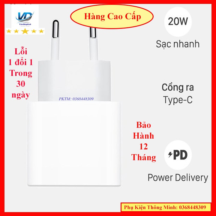 Bộ Sạc Nhanh Iphone PD 18W - 20W USB-C To Lightning - Bảo Hành 12 Tháng, Lỗi 1 Đổi 1 Trong 30 Ngày.