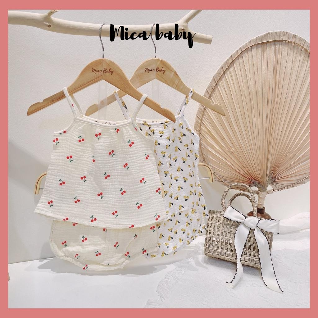 Set bộ 2 dây bé gái 5-13kg vải xô Muslin mềm mại đáng yêu Mica baby QA25