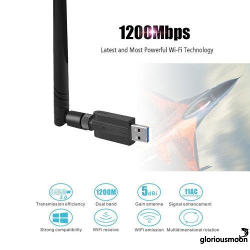 Bộ chuyển đổi Wifi không dây ooo-1200mbps AC1200 2 băng tần 5Ghz USB 3.0 | BigBuy360 - bigbuy360.vn