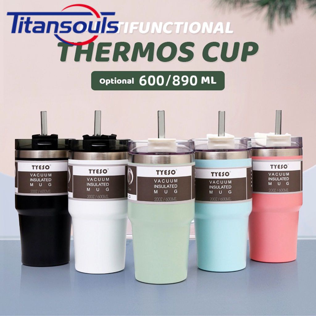 Sẵn Sàng✅Mới Tyeso Tumbler Cốc Có Ống Hút Cà Phê 304 Bình Giữ Nhiệt Chân Không Thép Không Gỉ Giữ Nhiệt Cốc Tập Uống Nước