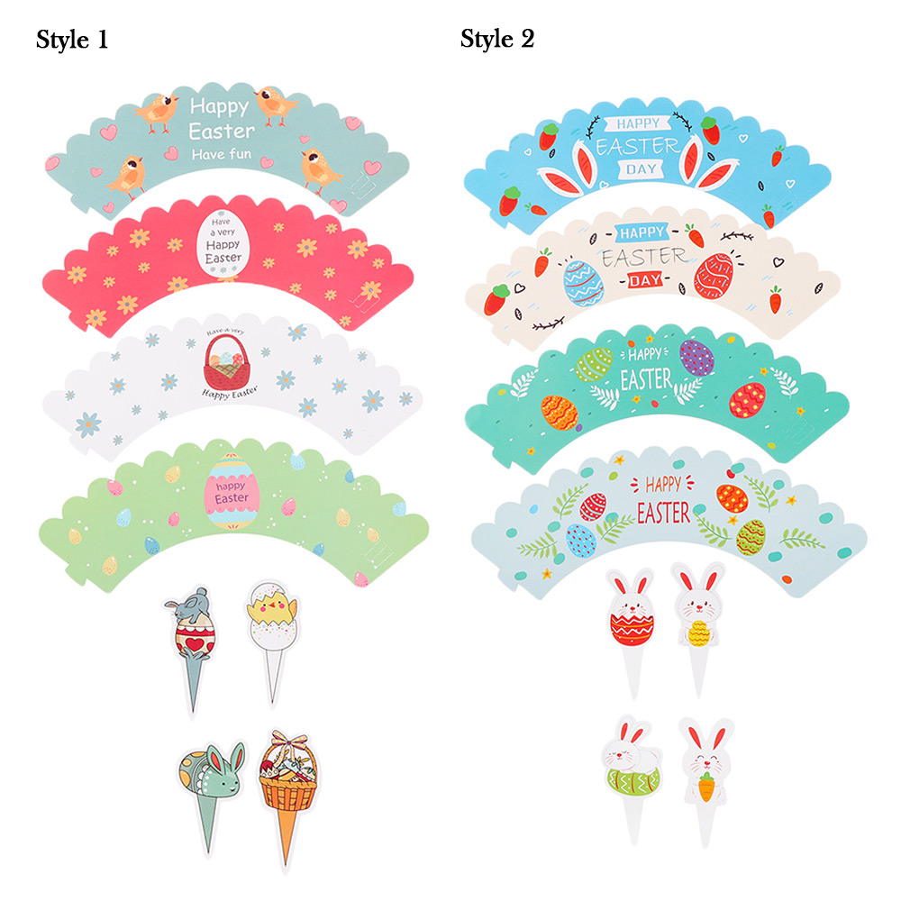 Set 24 Giấy Gói Bánh Cupcake / Bánh Ngọt Hình Thỏ / Trứng Phục Sinh Diy Trang Trí Tiệc Cho Bé