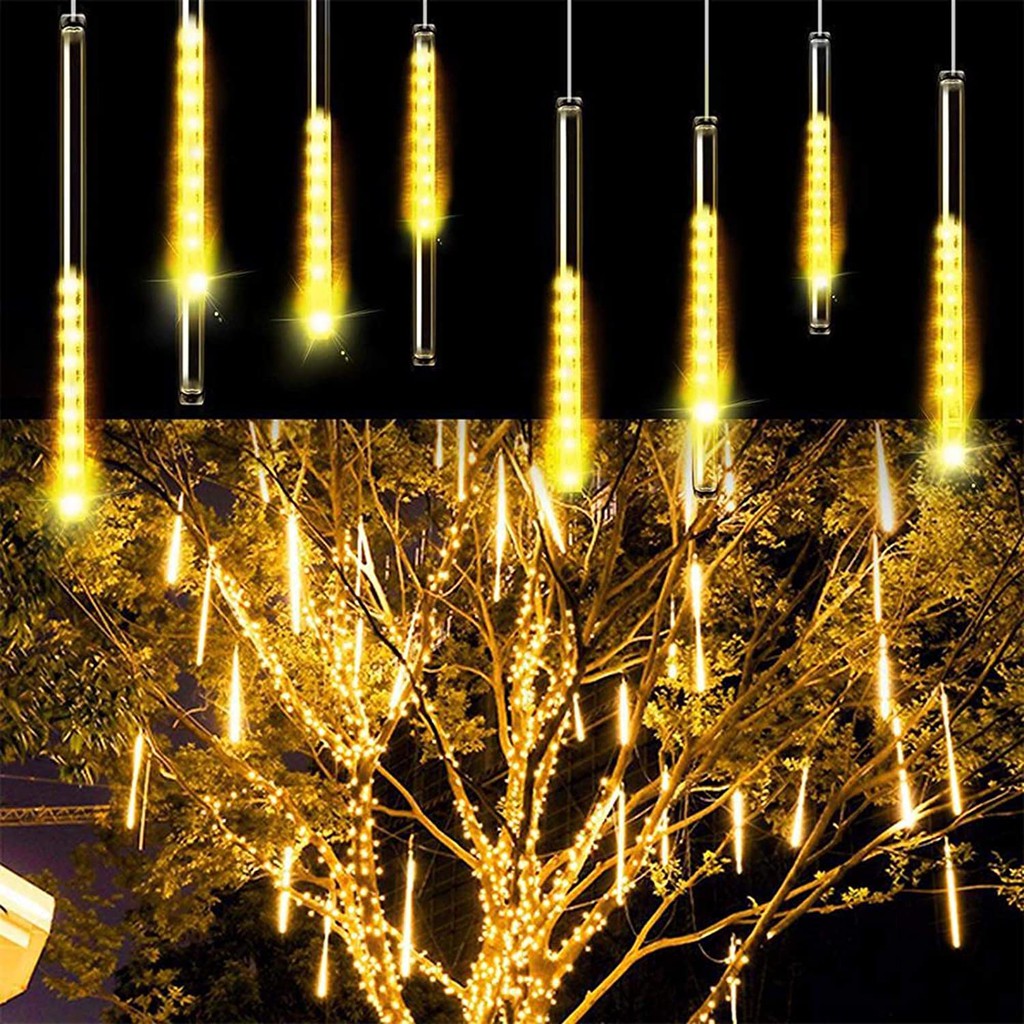 (Chọn Màu) Dài 3 Mét *8 Ống Đèn Led Sao Băng 50Cm-Rèm Đèn Led Chống Nước Trang Trí Tiệc Ngoài Trời Sân Vườn Noel