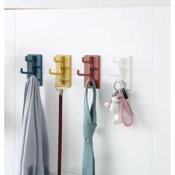 Móc treo đồ dán tường cây thông 4 nhánh, 4 màu chịu lực 1.5kg - K47