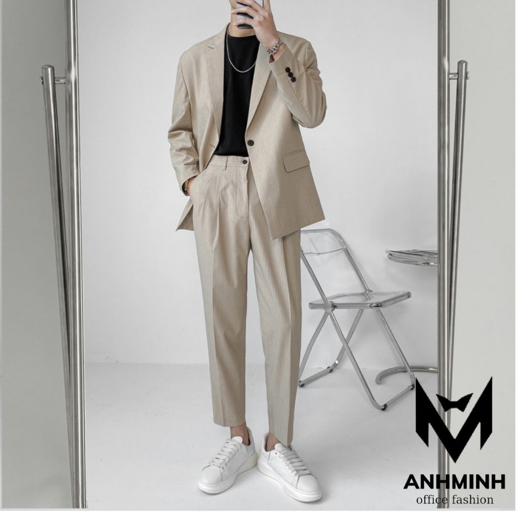Set Blazer Nam Quần âu nam ANHMINH bộ vest nam gồm áo vest và quần âu lịch lãm sang trọng thời trang Hàn Quốc