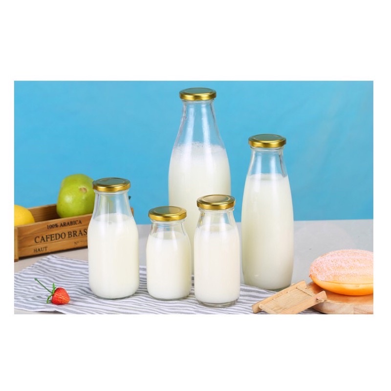 Chai thuỷ tinh đựng sữa nắp thiếc 200ml