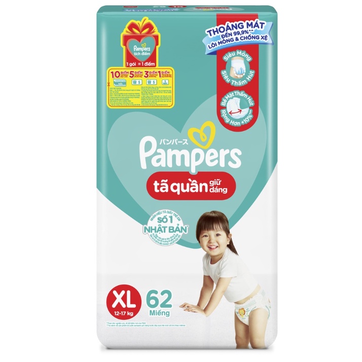 Tã/bỉm quần Pamper M74/L68/XL62/XXL56