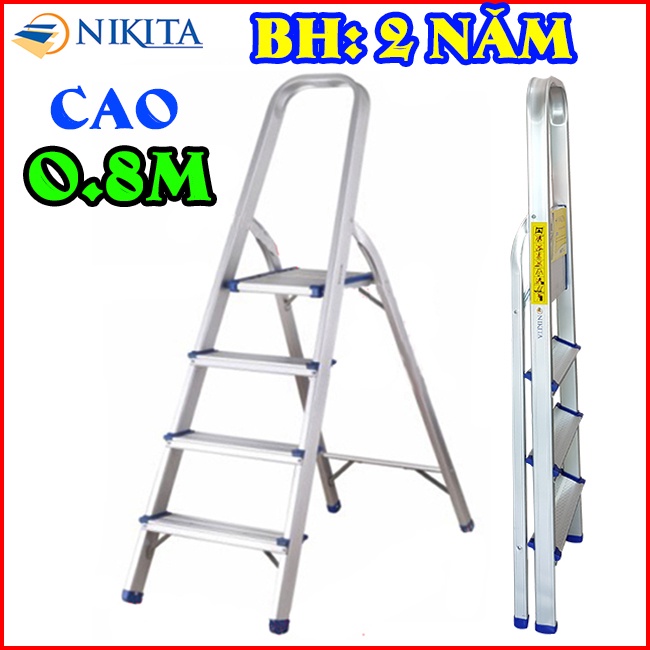 Thang nhôm tay vịn 4 bậc Nikita AL04 bảo hành 1 năm