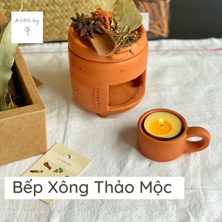 Bếp xông thảo mộc - kèm đĩa nến đất nung
