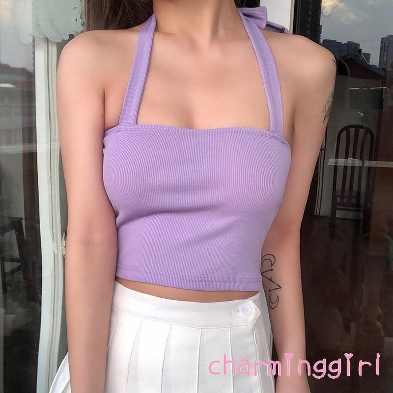 Áo Hai Dây Hở Lưng Màu Trơn Quyến Rũ Cho Nữ