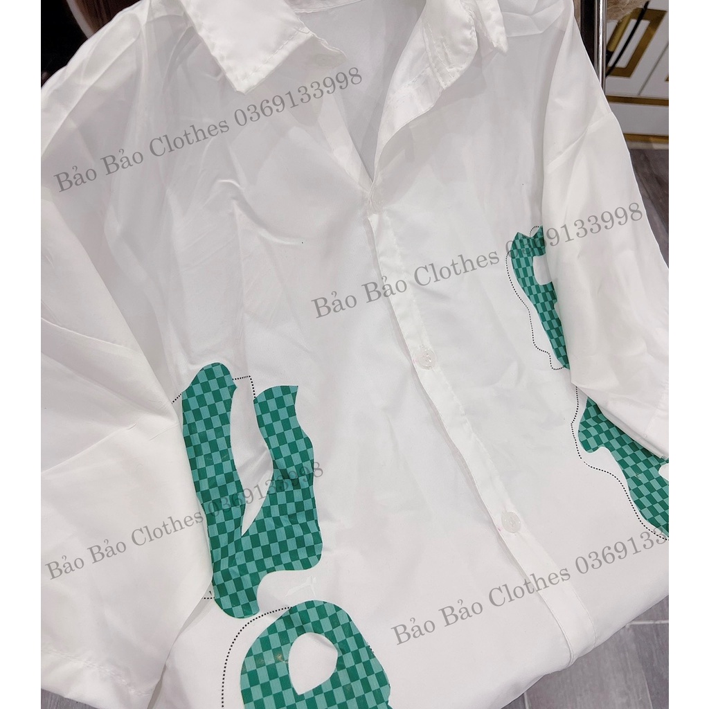 Sơ Mi Chữ Cái Tay Lỡ Cổ Bẻ Nam Nữi Unisex UR Uzzlang- Sơ Mi Đi Học Công Sở Nam Nữ
