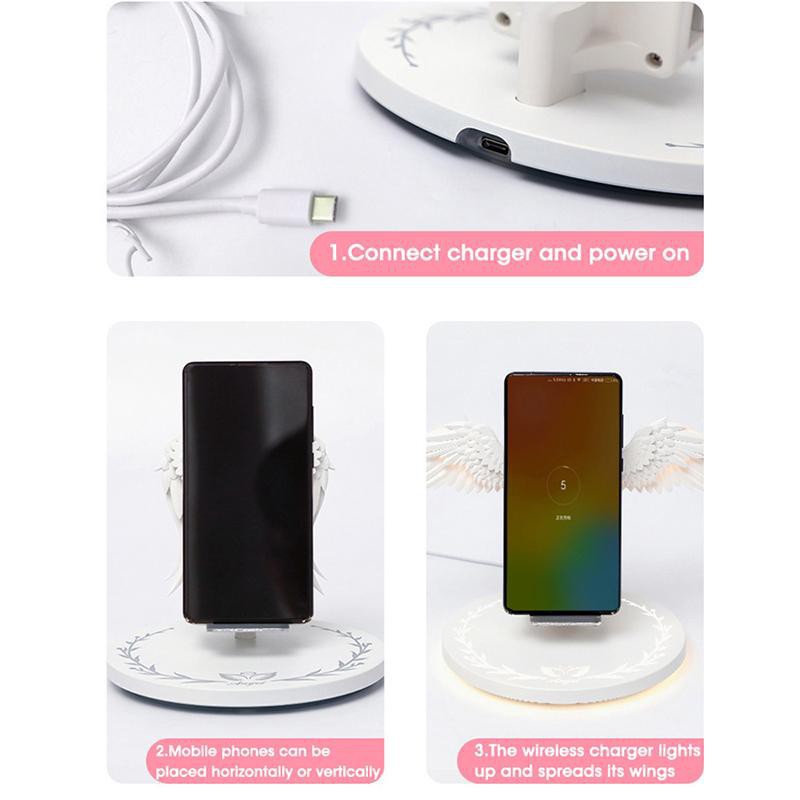 Sạc nhanh không dậy Angel Wings 10W - Sạc không dây cánh thiên thần dễ thương chính hãng