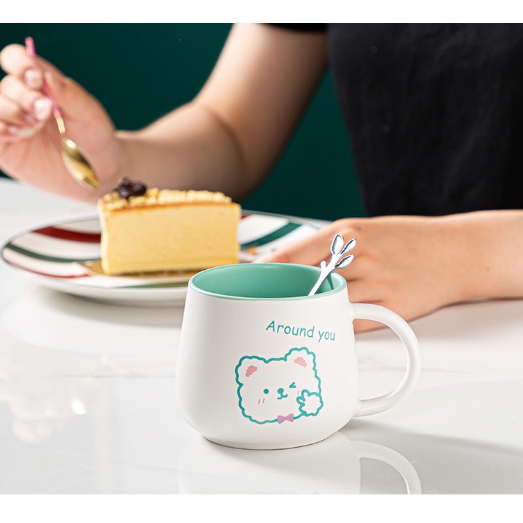 Cốc Uống Nước Hình Động Vật Dễ Thương Kèm Muỗng