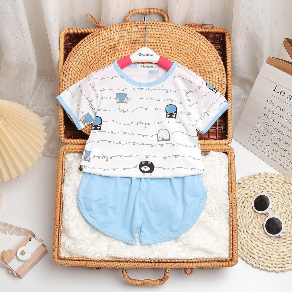 Bộ cộc tay cho bé gái bé trai bộ Minky Mom màu thun lạnh siêu mềm siêu xịn sò quấn vát 7-18kg QN3