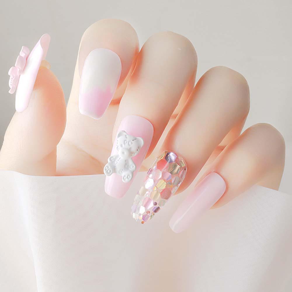 QQMALL Phụ Kiện Trang Trí Móng Tay Hình Gấu Dễ Thương DIY