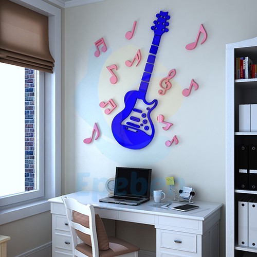 Tranh Dán Tường Mica 3D Electric Guitar Spirit Rock Trang Trí Phòng Nhạc
