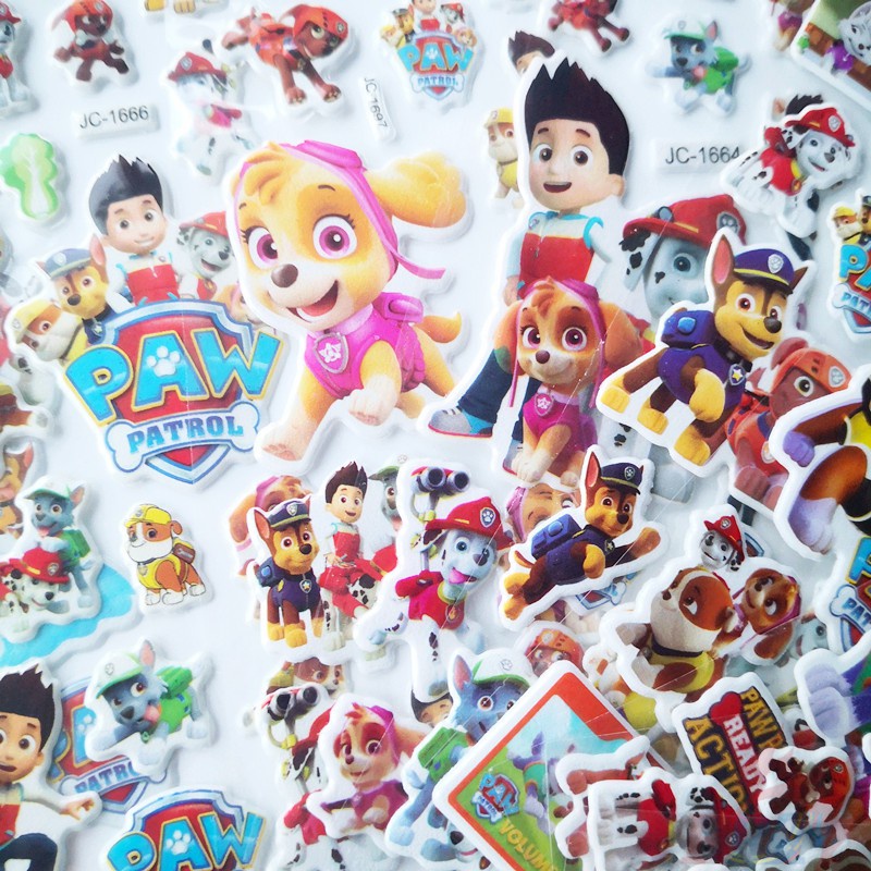 ▶ Hình Dán Đồ Chơi PAW Patrol Q-2 DIY ◀ 1 Tờ / 5 Tấm Sticker 3D Hình Nhân Vật Hoạt Hình Ngộ Nghĩnh