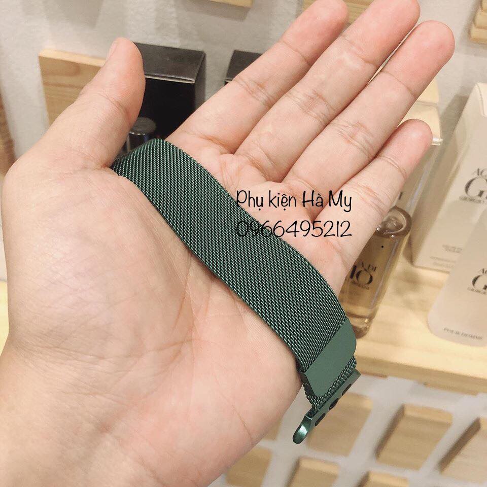 Dây đeo Thép Chống Gỉ và dây cao su mầu Midnight green cho Apple Watch ( Milanese Loops)