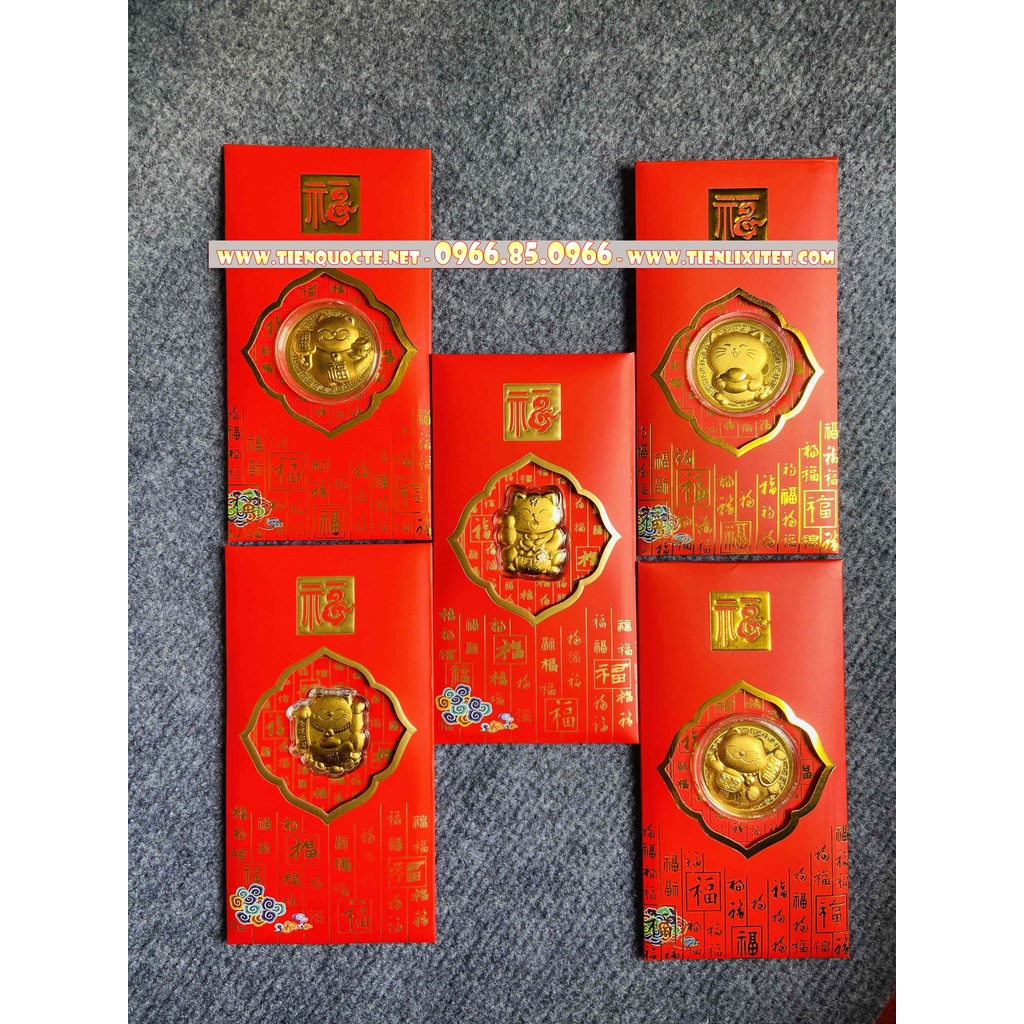 [TẾT 2023] Bao Lì Xì 2023 Mạ Vàng Con Mèo Quý Mão