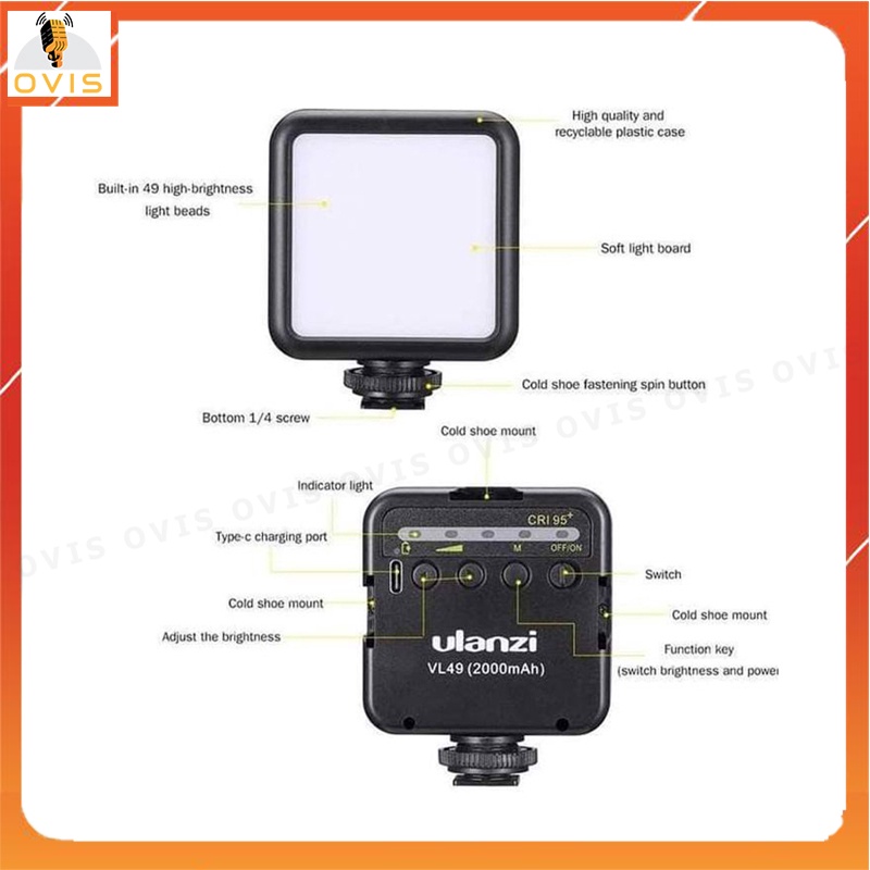 Đèn Led Hỗ Trợ Quay Phim Cho Máy Ảnh, Điện Thoại Smartphone | Ulanzi VL49 / VL49 RGB/ VL15 RGB / VL66