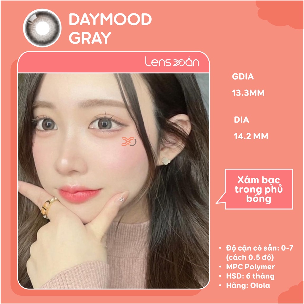 KÍNH ÁP TRÒNG CAO CẤP DAYMOOD GRAY CỦA OLOLA ( MPC LENS): LENS XÁM ĐEN ÁNH BẠC PHỦ BÓNG | LENS XOẮN ( GIÁ 1 CHIẾC)