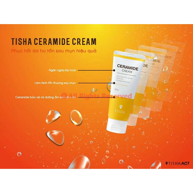 (GRAB - NOWSHIP HỎA TỐC) Kem Dưỡng Ẩm Tái Tạo Da Tisha Ceramide Cream (100g)