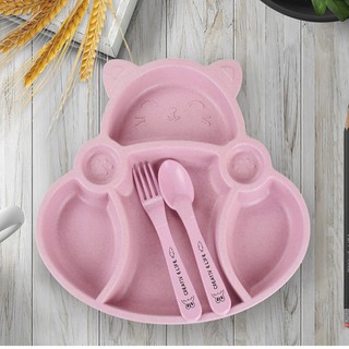 Khay Ăn Dặm Lúa Mạch Hình Mèo Dễ Thương Cho Bé