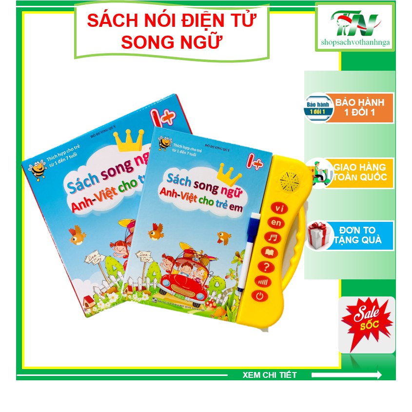 [Phiên Bản Mới nhất] Sách Nói Điện Tử Song Ngữ Anh- Việt Giúp Trẻ Học Tốt Tiếng Anh- Cho Bé Từ 1- 7 Tuổi