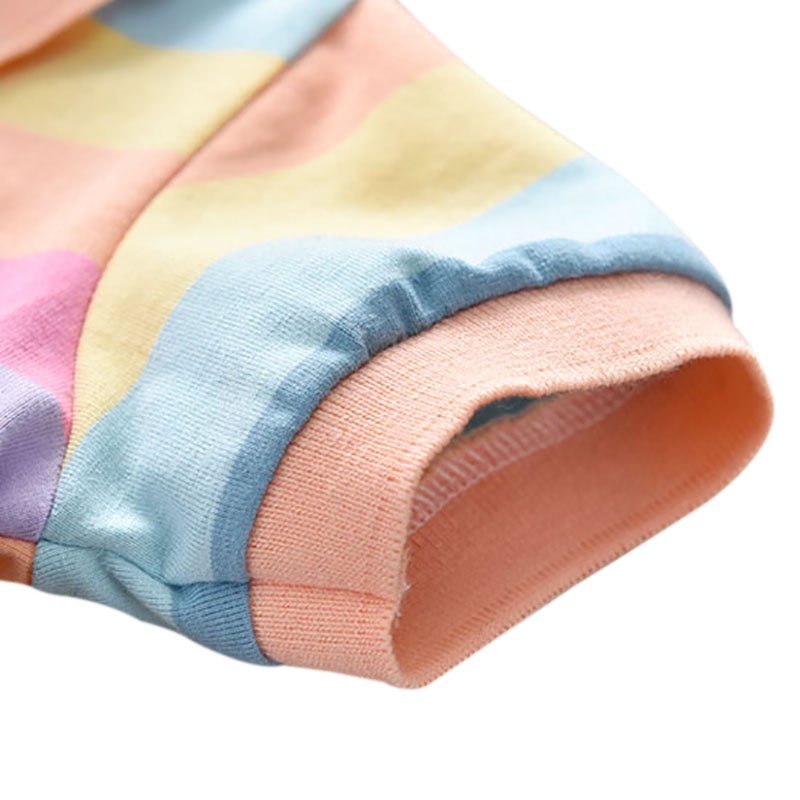 Đầm 2 dây dài ngang gối họa tiết sọc ngang màu cầu vồng xinh xắn cho bé gái