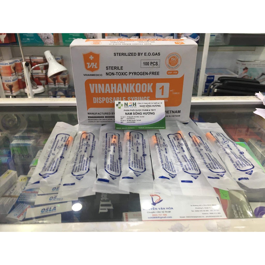 HỘP 100 cây BƠM KIM TIÊM TIỂU ĐƯỜNG INSULIN 1CC 1ML 100iu  VINAHANKOOK