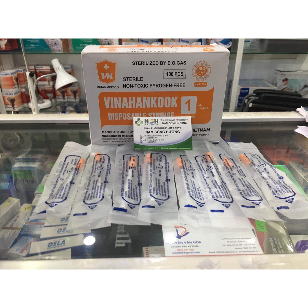 HỘP 100 cây BƠM KIM TIÊM TIỂU ĐƯỜNG INSULIN 1CC 1ML 100iu (30G) VINAHANKOOK