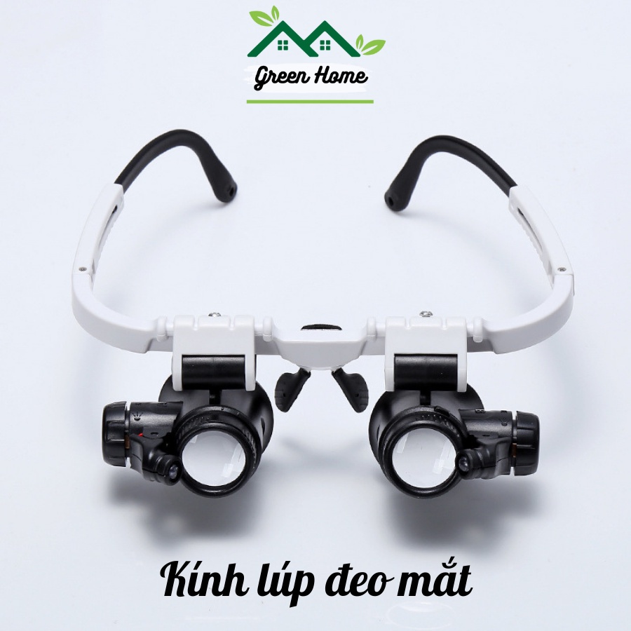 Kính lúp đeo mắt phóng đại 8-23X tích hợp đèn LED hỗ trợ sửa chữa đồng hồ và trang sức cao cấp
