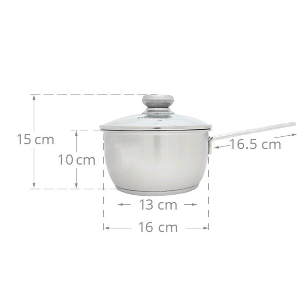 Quánh Inox 3 đáy nắp kính cao cấp Fivestar 12cm/14cm/16cm.