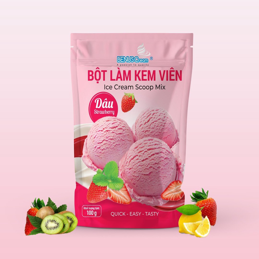 Bột làm kem viên-(Bột làm kem gia đình) Benuscream Túi 100gram