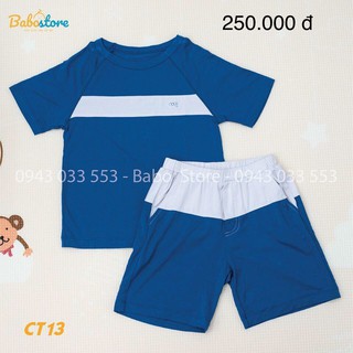 Bộ cộc tay bé trai xanh ghi