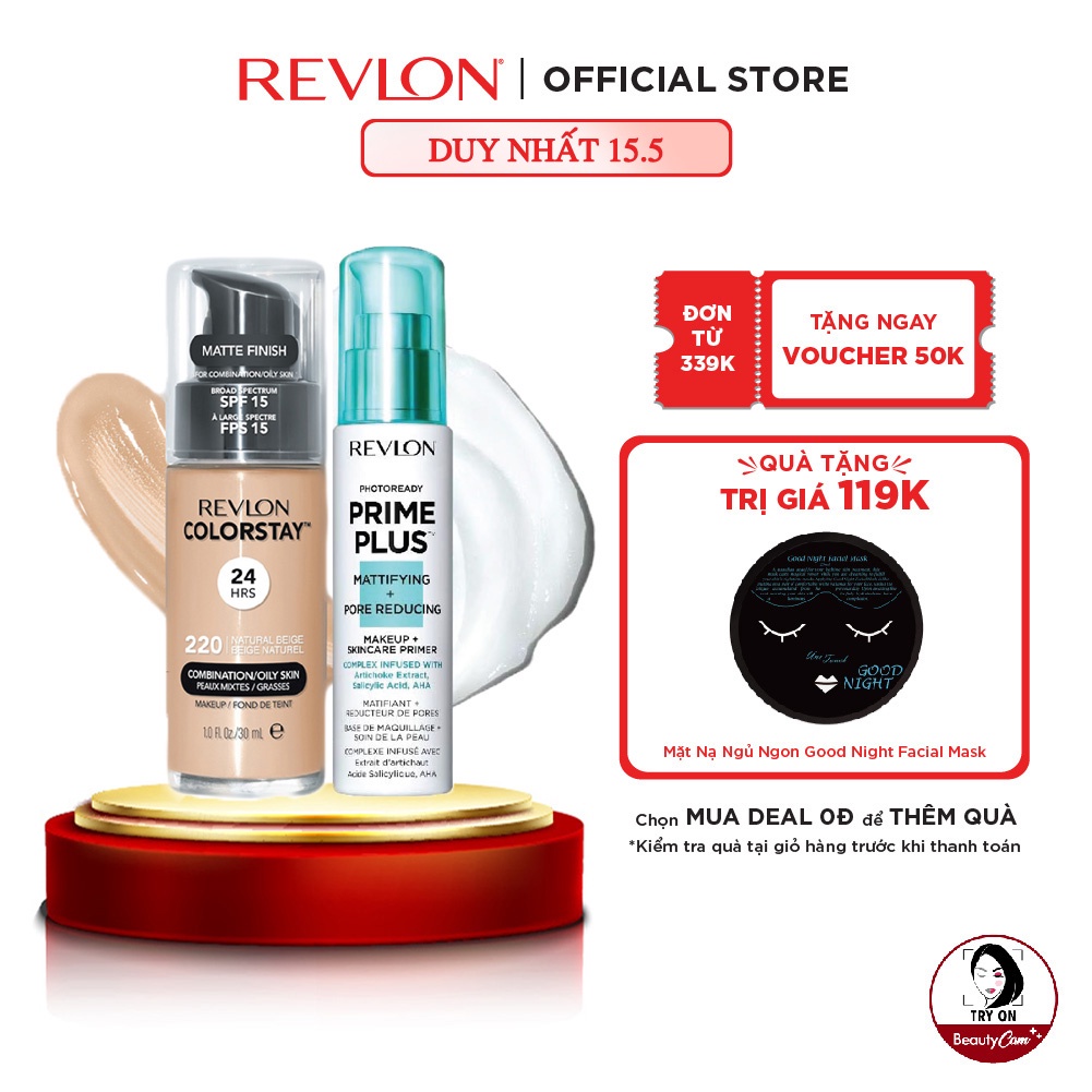 [Combo] Kem nền kiềm dầu lâu trôi Revlon Colorstay 24h SPF 15 và Kem lót trang điểm chuyên nghiệp Photoready Prime Plus