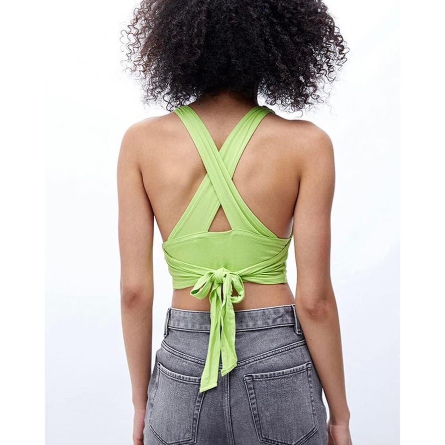 ❗️ LILAC - VNXK - DƯ XỊN - GIÁ TỐT ❗️ - Áo Pacsun Crop Buộc Eo Xanh Mạ