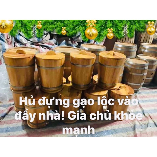 HŨ ĐỰNG GẠO PHONG THỦY BẰNG GỖ