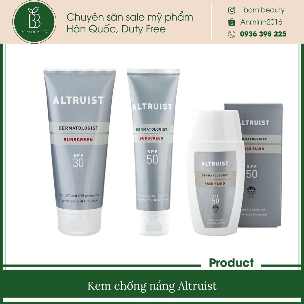 Kem chống nắng phổ rộng Altruist Dermatologist Suncreen SPF30 / SPF50