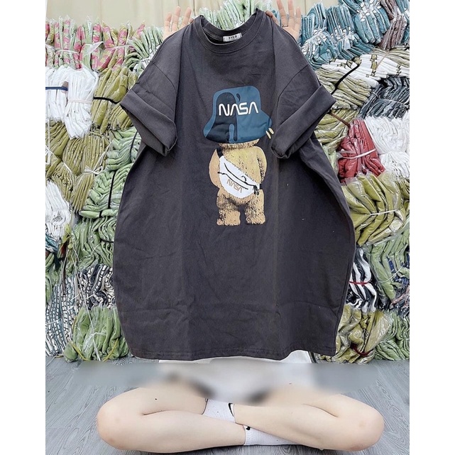 ÁO PHÔNG TAY LỠ GẤU CHẤT COTTON KHÔ 3158/ dài 71 rộng 55