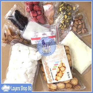 Combo Nguyên liệu làm kẹo Nougat bông tuyết - Tặng Kèm công thức, tặng kèm giấy gạo, túi đựng và giấy nến