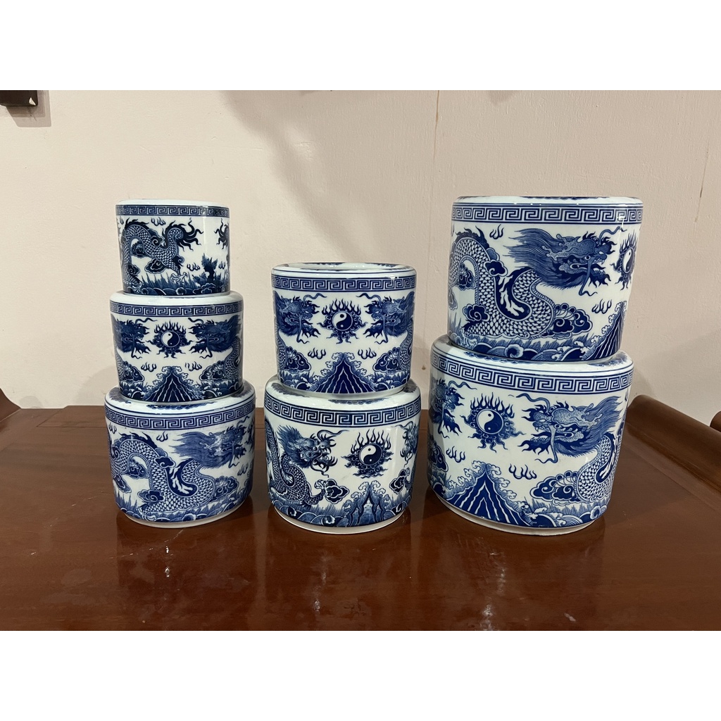 Bộ xứ ban thần tài men lam