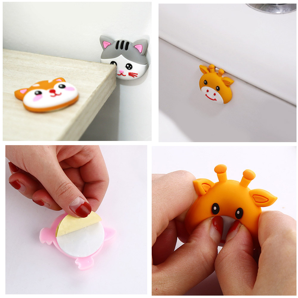 Miếng đệm dán chặn tay cầm cửa bằng silicone dày dặn kiểu dáng hoạt hình chống va chạm an toàn