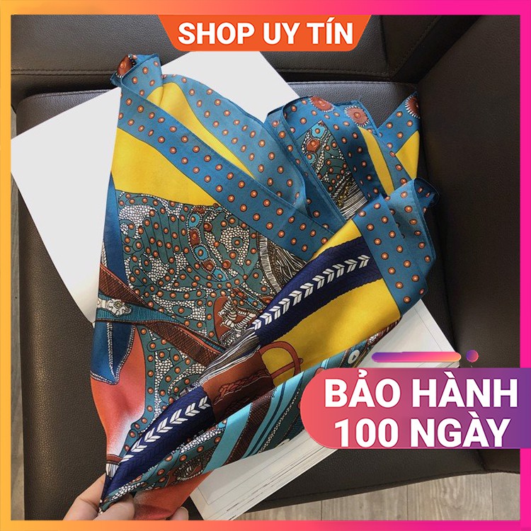 Khăn Lụa Vuông Quàng Cổ Nữ Đẹp - Turban Bandana Quấn Làm Áo BLACKPINK Họa Tiết Chấm Bi Vintage Phong Cách Hàn Quốc