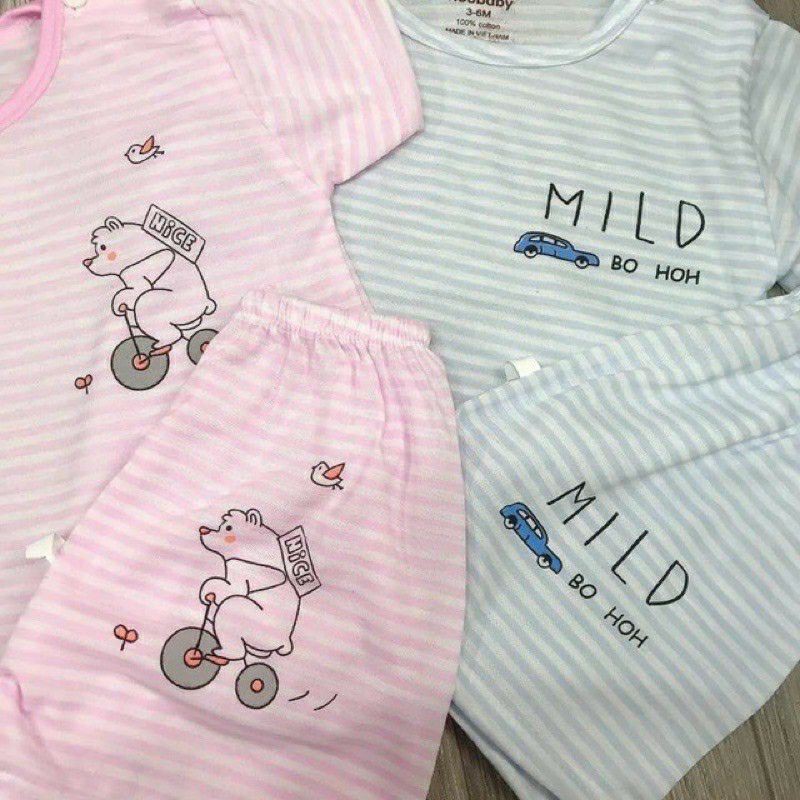 Bộ Cộc tay cotton kẻ cho bé yêu
