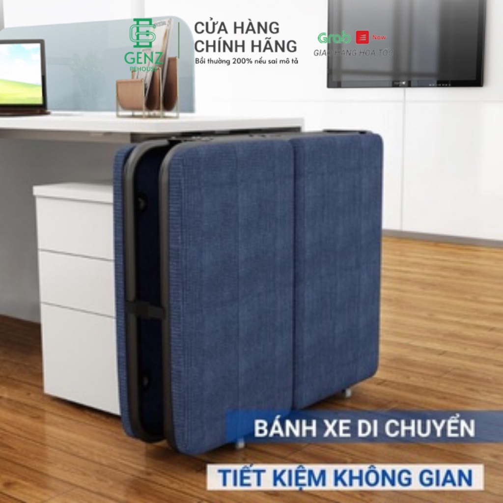Giường Gấp Văn Phòng Gấp Gọn Đa Năng Cao Cấp Giường Xếp Thông Minh Có Bánh Xe Di Chuyển và Đệm Khung Thép Sơn Tĩnh Điện