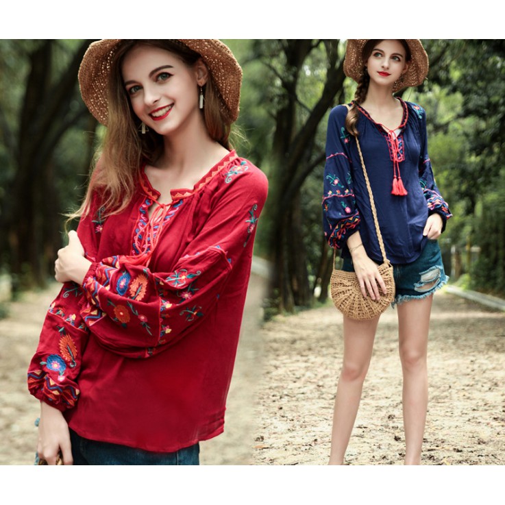 áo bohemian, vintage, thổ cẩm