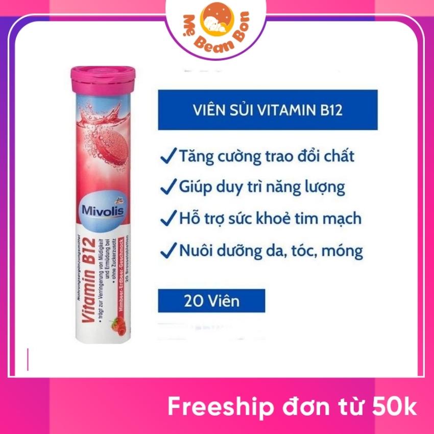 Viên sủi Mivolis Hỗ Trợ Hệ Miễn Dịch Tăng Sức Đề Kháng thỏi 20 viên của Đức đủ 7 vị vitamin C canxi B12 sắt đa khoáng