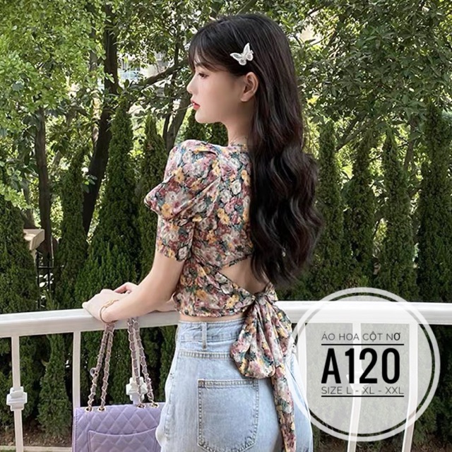 Bigsize Áo hoa cột nơ A120