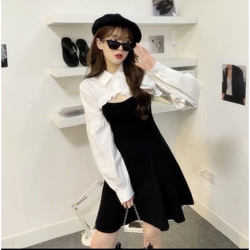 Áo sơ mi croptop khoác