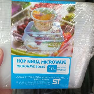 Combo 10 hộp nhựa chữ nhật cao cấp kèm nắp (dùng được trong lò vi sóng)